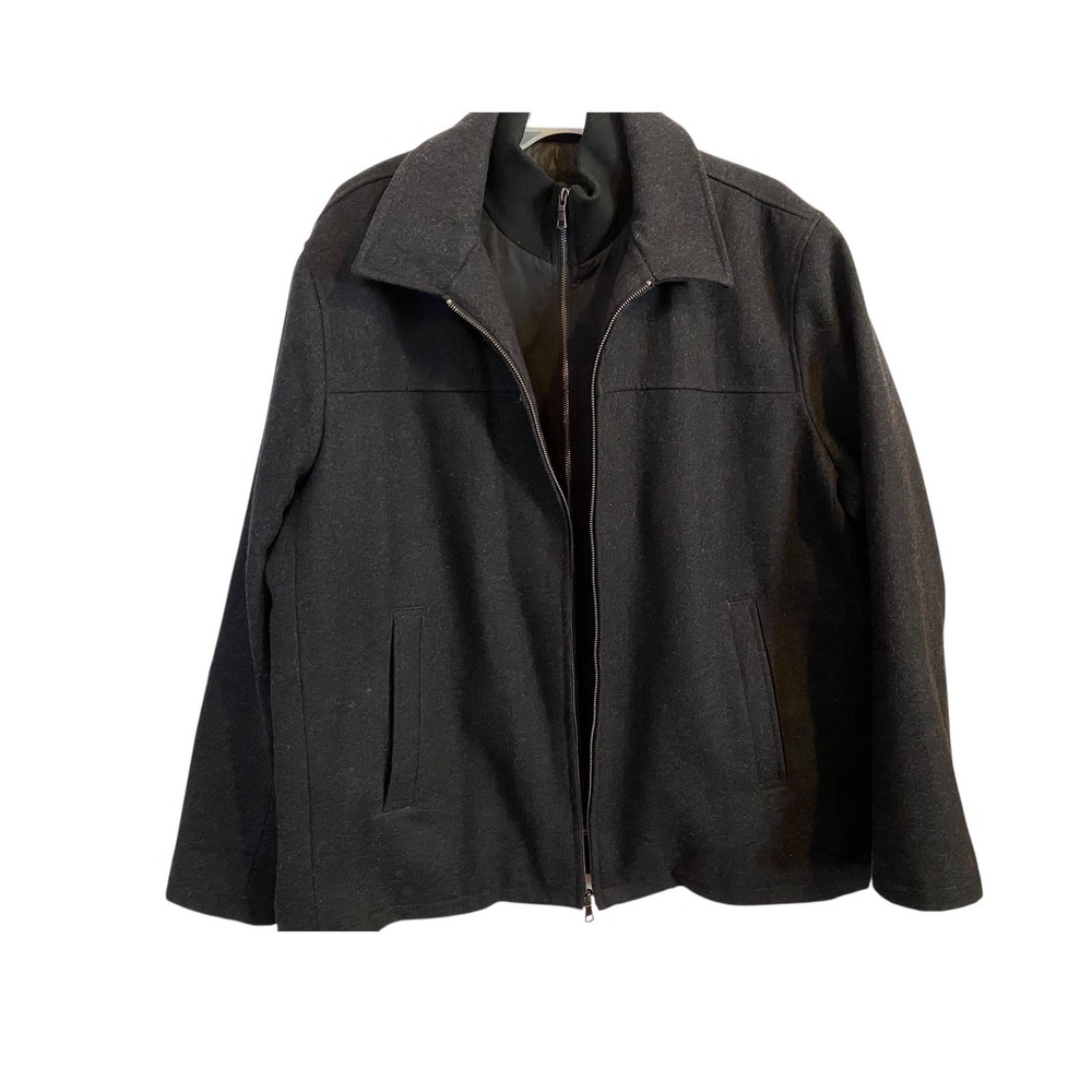 Roundtree & York Wool Coat Men's 2XL Tall Gray Double Zip Fully Lined Jacket